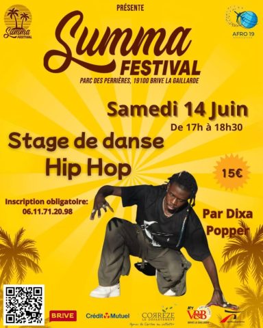 Affiche du festival Summa, mettant en avant un stage de danse Hip Hop.